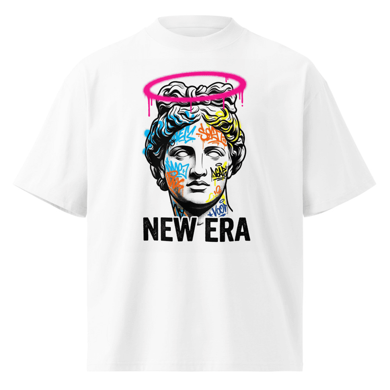 Graffiti Greek Statue Shirt, Vaporwave Aesthetic Tee, Urban Streetwear Roman Bust T-Shirt, Neon Halo Hypebeast Apparel