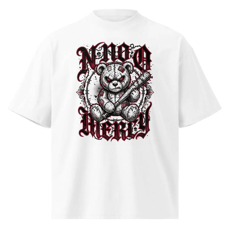 Gothic "No Mercy" Teddy Bear Shirt | Dark Streetwear Alt Grunge Graphic Tee