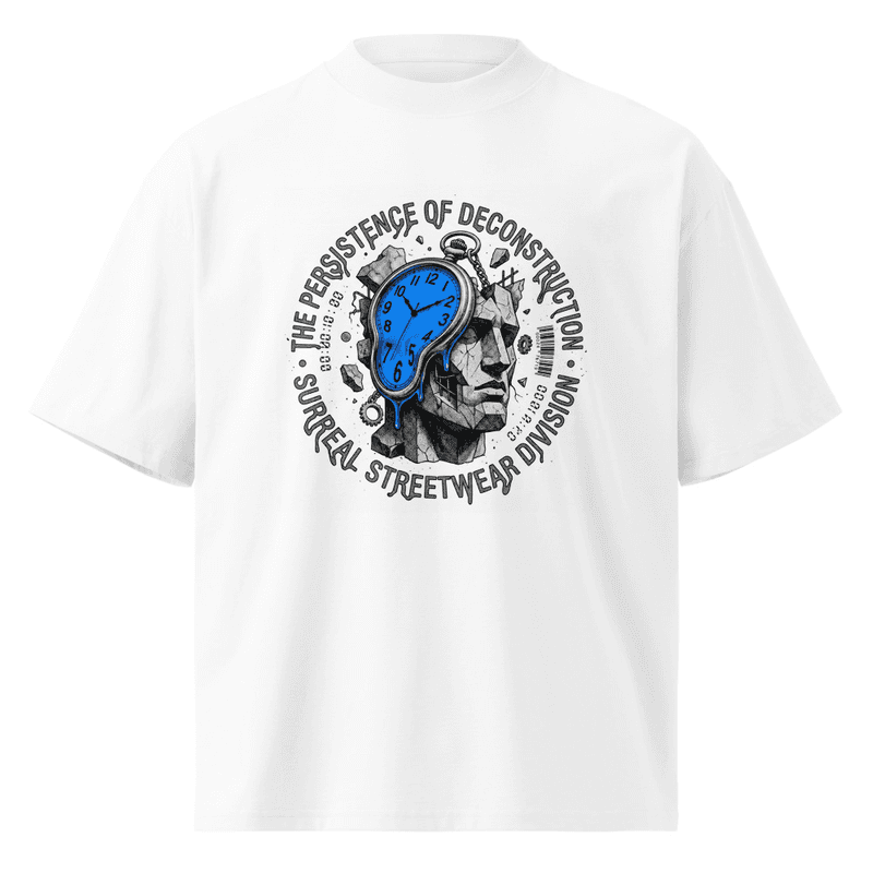 Melting Clock Surrealist Graphic Tee, Dali Inspired Stone Bust Shirt, Abstract Art Clothing, Deconstructed Urban Streetwear