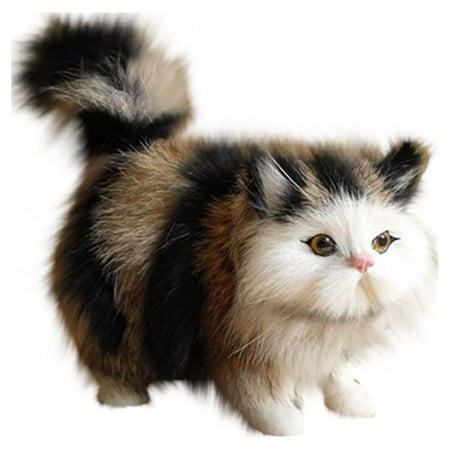 Fridja Realistic Furry Baby Cats Figurines Simulation Kittens Home Office Car Decorative Statue Synthetic Fur Pet Stuffed House Animal Replica Photo Props Collectible Gift Review